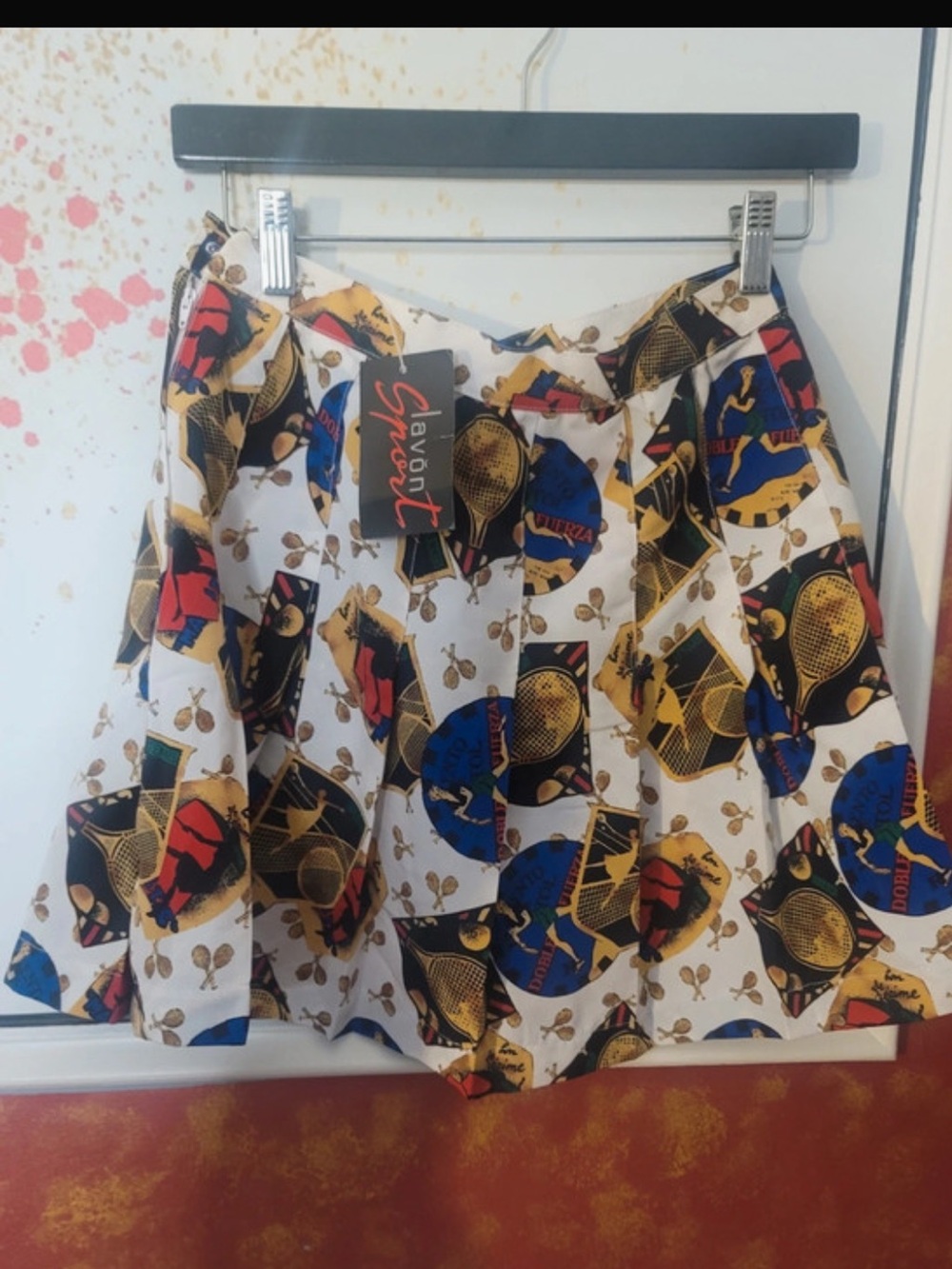 Vintage Pleated Mini Skirt Retro Tennis Print Old Money Core Preppy
